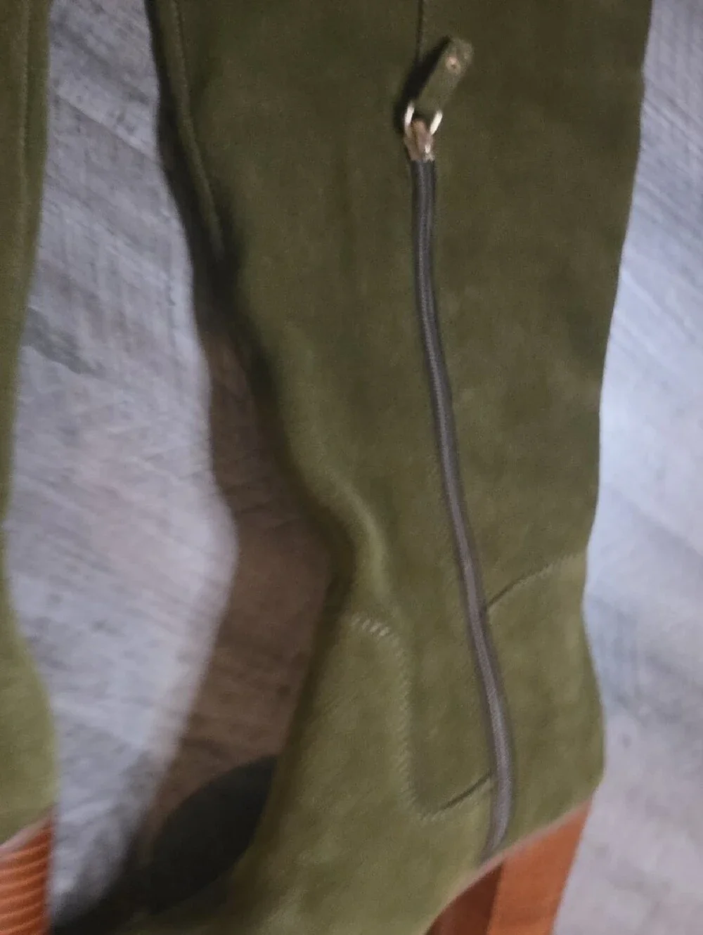 Kelsi Dagger Over-the-Knee Suede Heel Boot - Olive Size 5.5